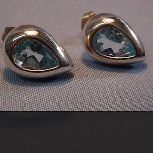 Inverted Teardrop Topaz and Sterling Earrings.