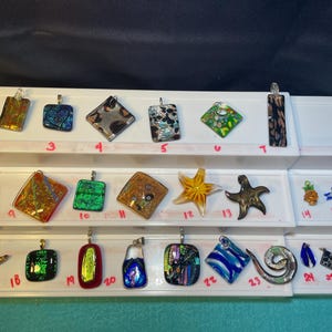 Hand Blown Stunning Glass Pendants NEW Squares, Ocean, Starfish, Floral, Snakes, Rectangles and More. One-of-a-kind!!
