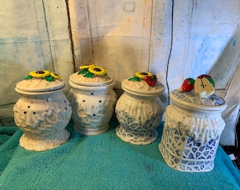 Vintage Small Canister Sets Sunflowers or Fruit and Sunflowers Your Choice in Like NEW Condition!