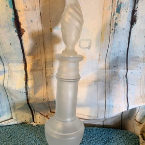 Large French Waltersperger Art Glass Frosted  Perfume Bottle with Original Sticker Like NEW Condition!