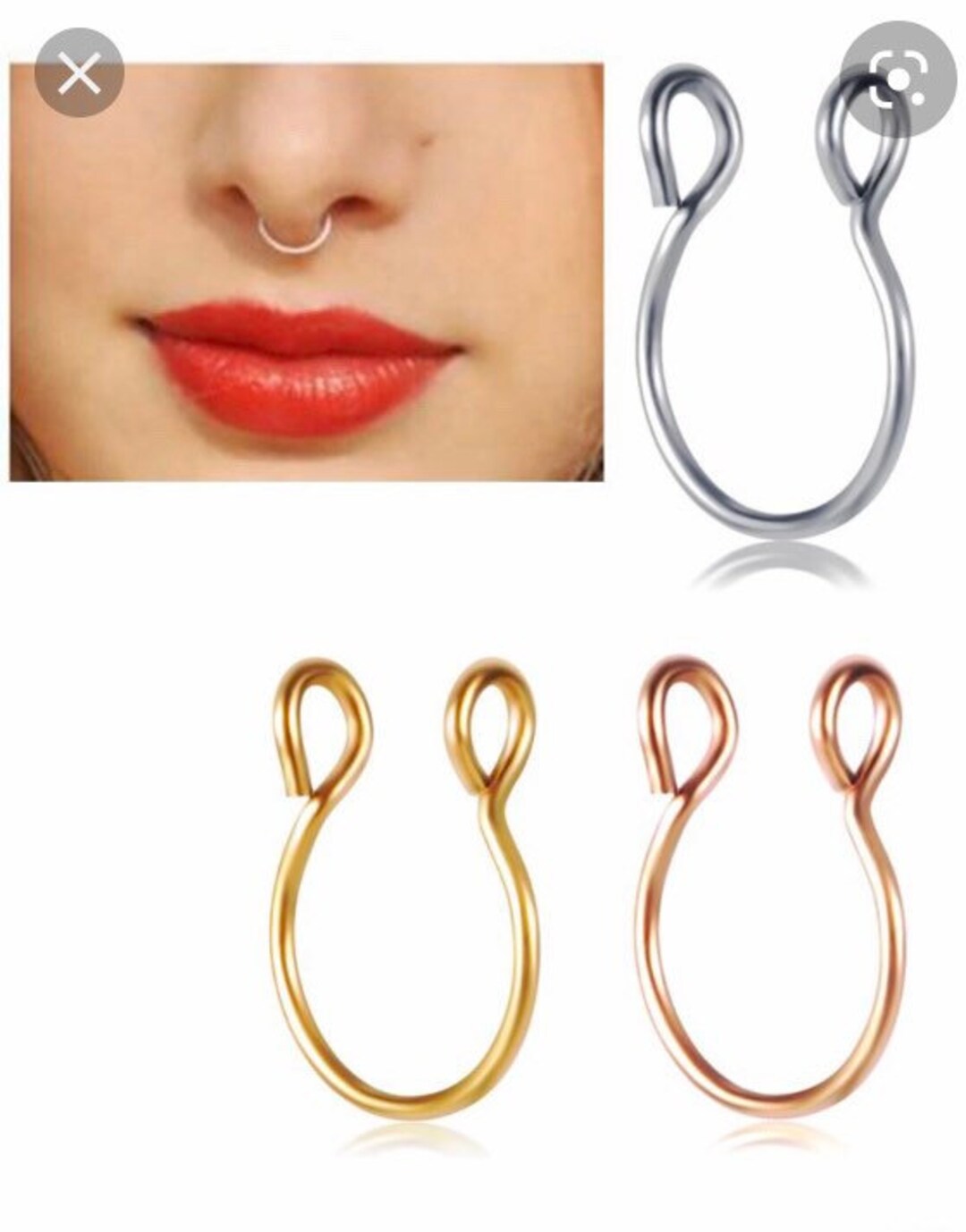 Fake Nose Ring Hoop Septum Several Colors NEW Etsy