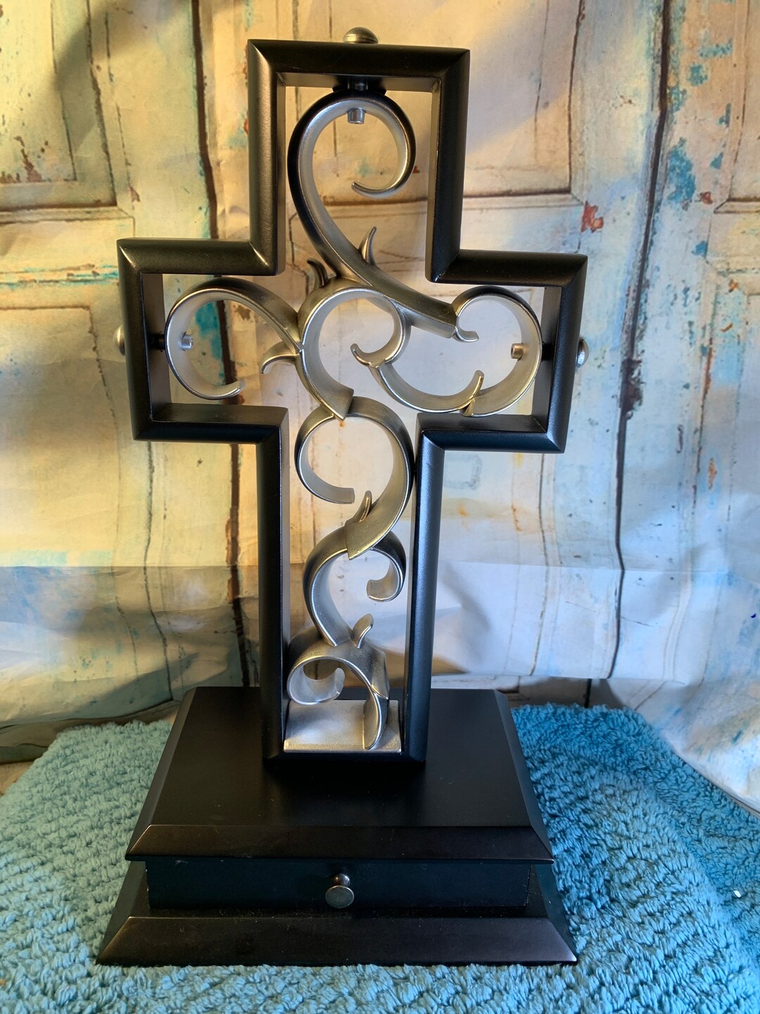 Beautiful Wooden Decorative Table Top Cross With Trinket or Etsy