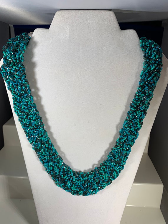 Beautiful turquoise and black beaded Necklace