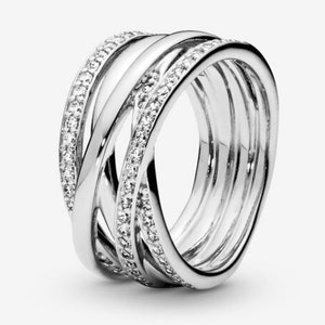 Pandora Sparkling & Polished Lines Ring NEW in Sterling Silver with Cubic Zirconia 190919CZ