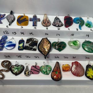 Hand Blown Stunning Glass and Fused Glass Pendants NEW Floral, Tropical, Ocean, Iridescent, Nature and More!! Each One of a Kind!!