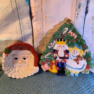 Vintage Christmas Kitchen Plate or Bowl Papel Santa Candy Dish or Fitz and Floyd Nutcracker Tree Platter in Excellent Condition! Your Choice