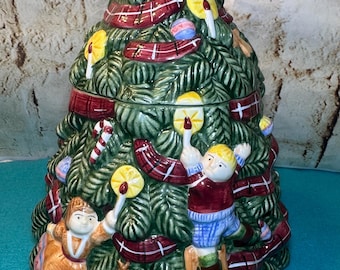 ホリデータイムのクリスマスツリーとギフト、クッキージャー - Etsy 日本