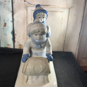 Sled Ride Paul Sebastian Children Sledding Figurine Ceramic 1992 Excellent Condition!!
