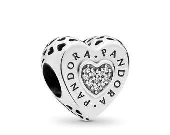 Pandora Logo Heart Charm CZ NEW Retired 