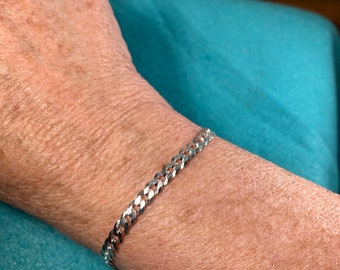 Italian Sterling Silver Mariner Link Bracelet - Rhodium Coated 8”