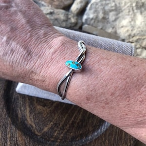 Twisted silver and Turquoise Cuff Bracelet