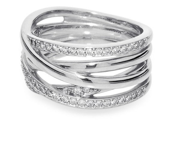 Pandora sparkling and polished lines ring discount