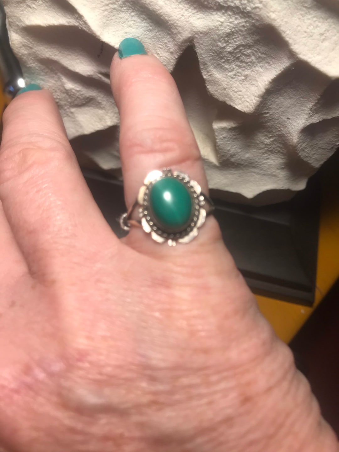 Green Tiger Eye Sterling Silver Detailed Ring Etsy