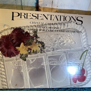 Crystal Divided Hors’D’Oeuvre Platter with Five Compartments NEW In Original Box!