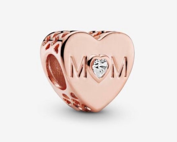 Pandora Clear Mom Heart Charm Rose Gold 