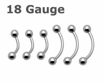 Surgical Steel Curved Barbell: 18 Gauge Piercing Set