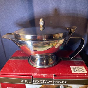 Vintage Gravy Boats White Ceramic or Stainless Insulated Gravy Boat Your Choice!! Silver