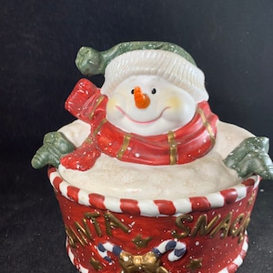 Vintage Schneemann Keks- / Snackglas AUSGEZEICHNETER wie neuer Zustand.