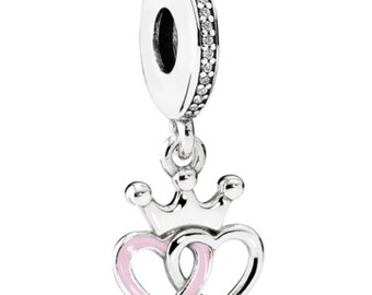 PANDORA Charm Double Heart Crown Dangle 