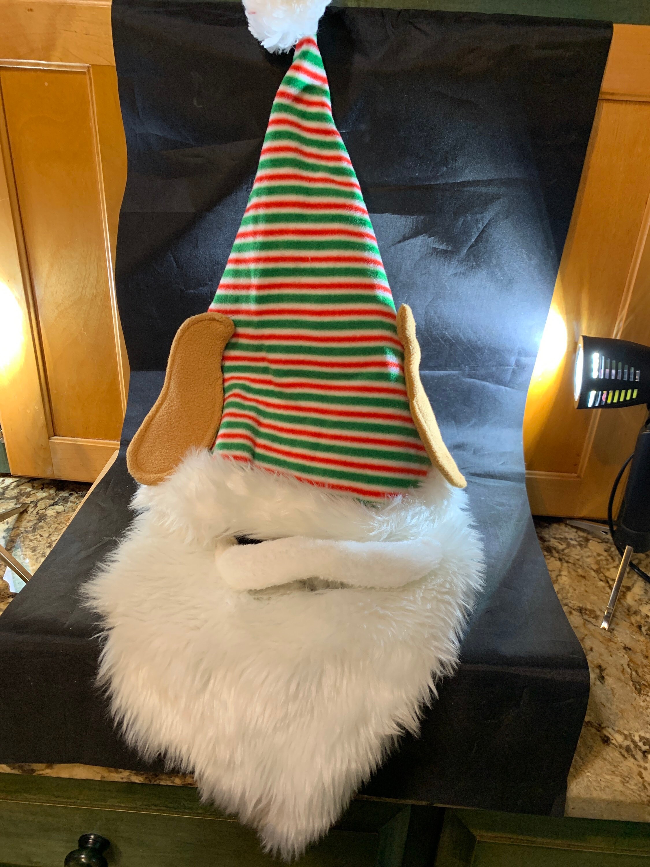 Adult Christmas Elf Hat With Mustache 