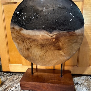 Stunning Wood and Epoxy Resin Sculpture "Starry Galaxy" Beautiful Decor in Any Home! Double Sided Burl Wood.