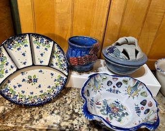 Several Handmade Pottery Pieces. Your Choice..Mug, Lidded Bowl, Canapé Tray or Decorative Bowls.