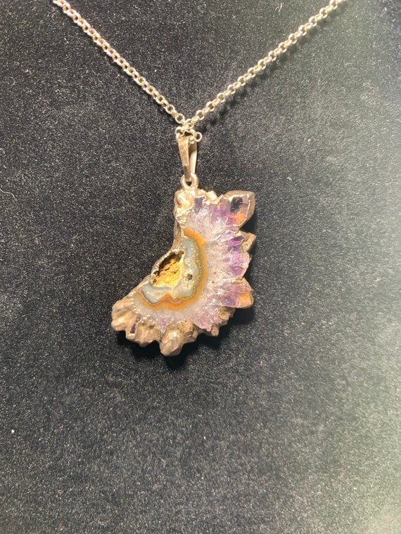 Unique Rough Cut Amethyst Slice Silver Dipped on … - image 3