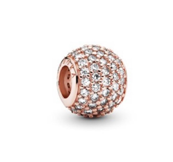 Pandora Pave Ball Charm Rose Gold NEW 