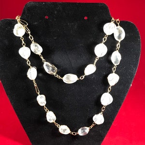 Absolutely Gorgeous Hand Blown Glass Beaded Necklace Gold and White and Stunning!!