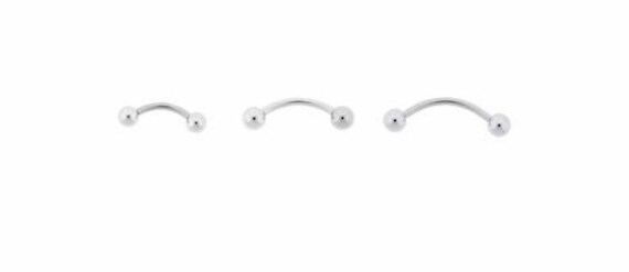 316L Surgical Stainless Steel Curved Barbell With Ball Closure - 14G, 6mm Length