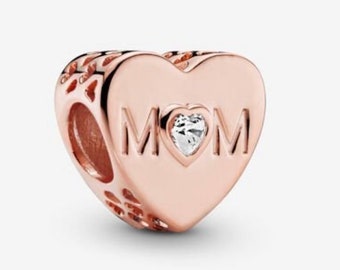 Pandora Mother Heart Rose Gold Charm CZ 