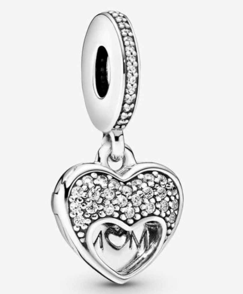 新品　PANDORA Mum & Love ムラノチャーム Pandora Glittery White Murano Glass Mum & Love Charm – Coe
