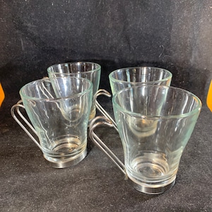 Vasos de vidrio transparente para capuchino o cualquier bebida de Bormioli Rocco Oslo, de estilo vintage, en excelentes condiciones. Juego de cuatro