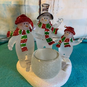 Christmas Snowman Tea Candle Holder Vintage in Excellent Like NEW Condition!