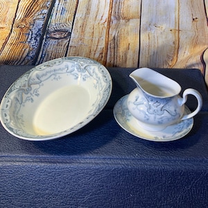 Nassau Johnson Bros England Dish Set- Vintage Set of Three Dishes with Blue DesignsAnd Gold Accents in Great Condition!