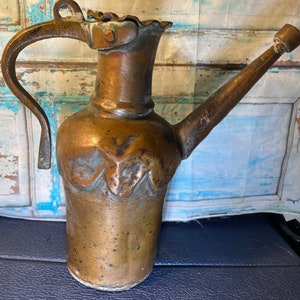 Hand Forged Copper Pitcher Primitive Dovetailed Hammered Copper Pitcher or Water Jug - Hand Soldered