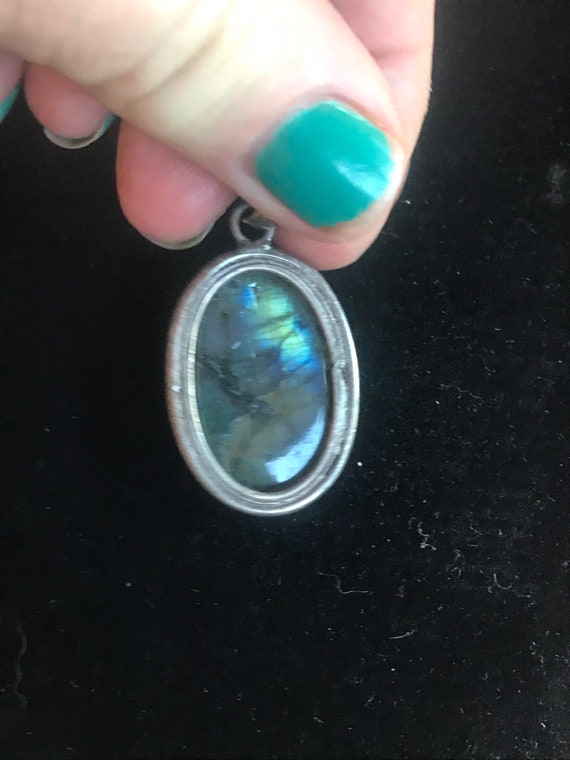 Labradorite and sterling silver pendant necklace - image 2