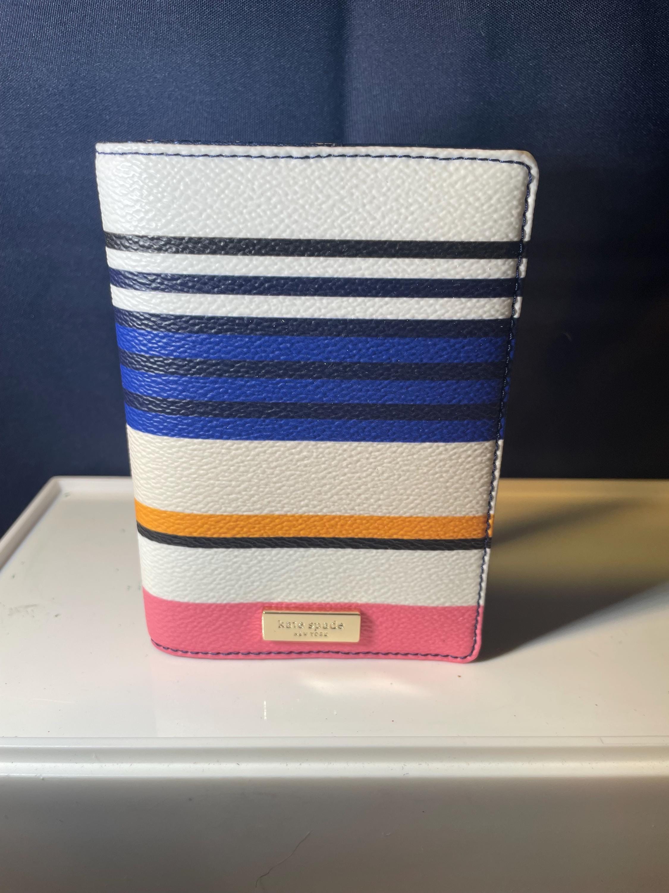Kate Spade New York Multicolor Striped Passport Holder/Card Holder Kate Spade New York Blue White Stripe Leather Credit Card  main image 3