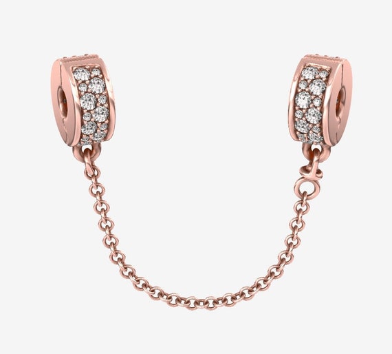 PANDORA Clear Pave Safety Chain Clip 