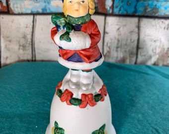 Christmas Collectable The Heritage Mint Holiday Collection Vintage Porcelain Girl Bell in Excellent Condition!