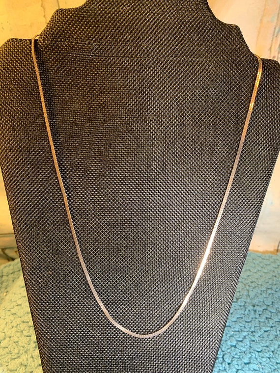 Long 24” Herringbone Necklace Vintage sterling Si… - image 1