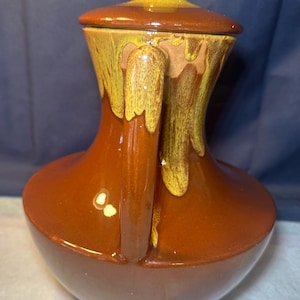 Watt Pottery Orchard Ware Coffee Server: Brown Dripware Pitcher with Lid