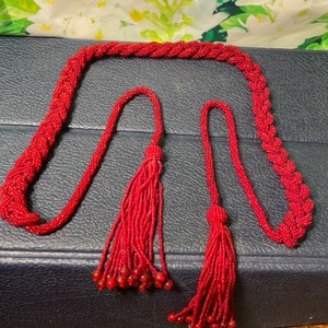 Vintage Hand Beaded Belts with Tassels. Gorgeous!!! Your Choice! In Red, Black and Bronze!!