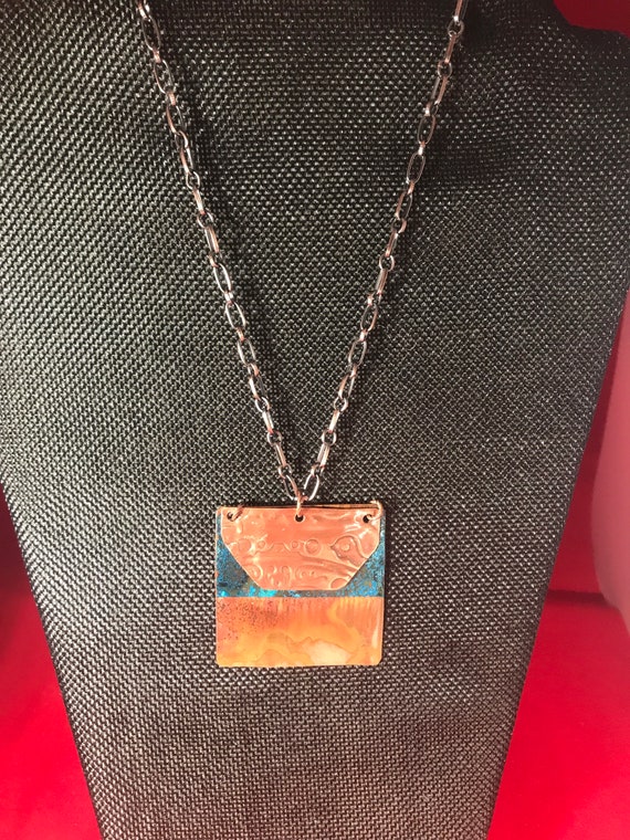 Very Unique Copper pendant and necklace with gorge