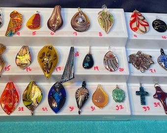 Hand Blown Glass Pendant: Dichromatic Floral, Ocean, Butterfly