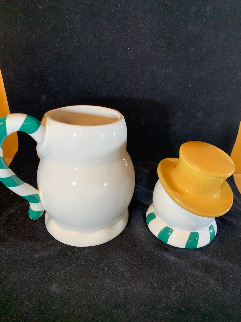 Vintage Christmas Snowman Mug with Lid: Holiday Decor image 6