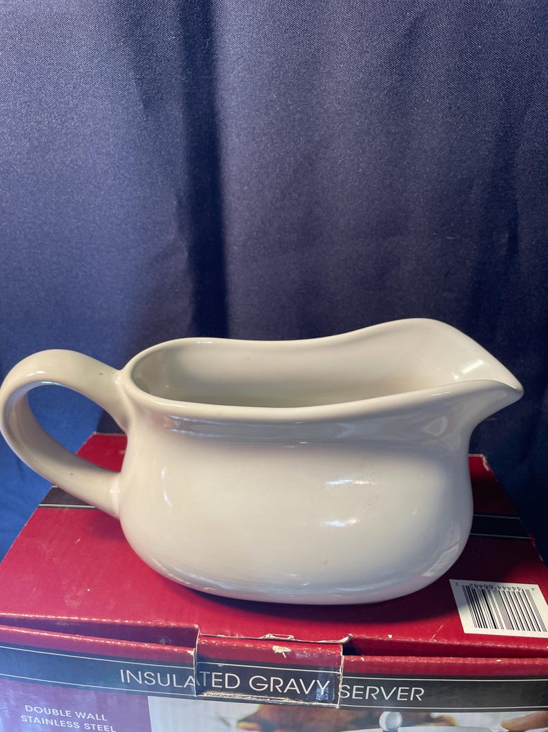 Vintage Gravy Boats White Ceramic or Stainless Insulated Gravy Boat Your Choice!! image 3