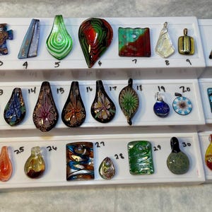 Hand Blown Stunning Glass Pendants NEW Dicromatic, Floral, Hummingbird, Triangle, Teardrop, Candy, Oriental, Sea Life and More. Just Listed!