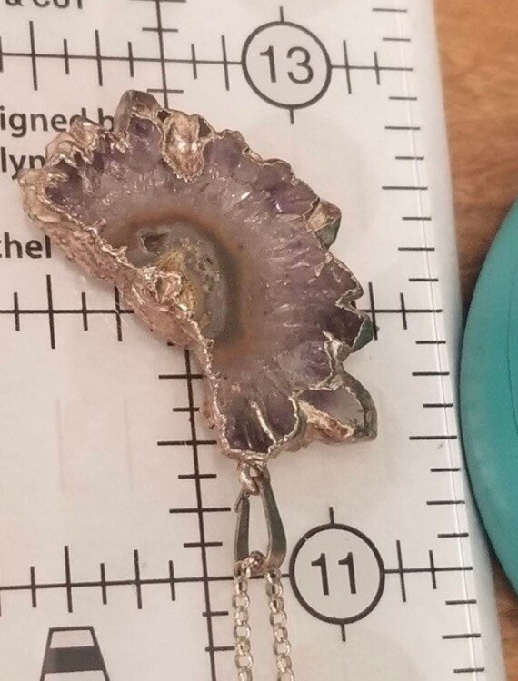 Unique Rough Cut Amethyst Slice Silver Dipped on … - image 4