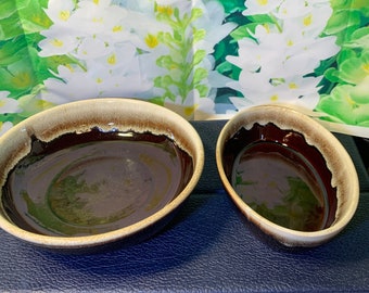 Pfaltzgraff Brown Drip Glaze Bowls- Vintage Ceramic Set of Two Bowls in Great Condition!